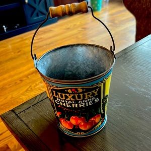 Decorative pail/bucket. Royal Anne Cherries.